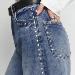 Reformation Blue Studded Boyfriend Jeans